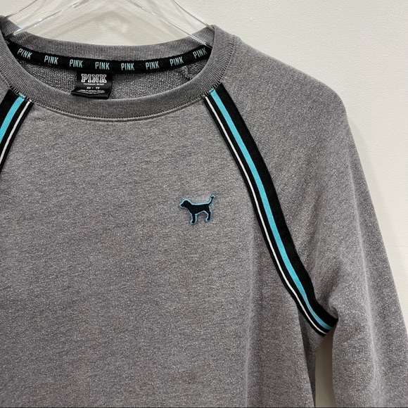 Pink VS Sweatshirt Stripe Trim Cotton Pullover XS - Picture 2 of 5